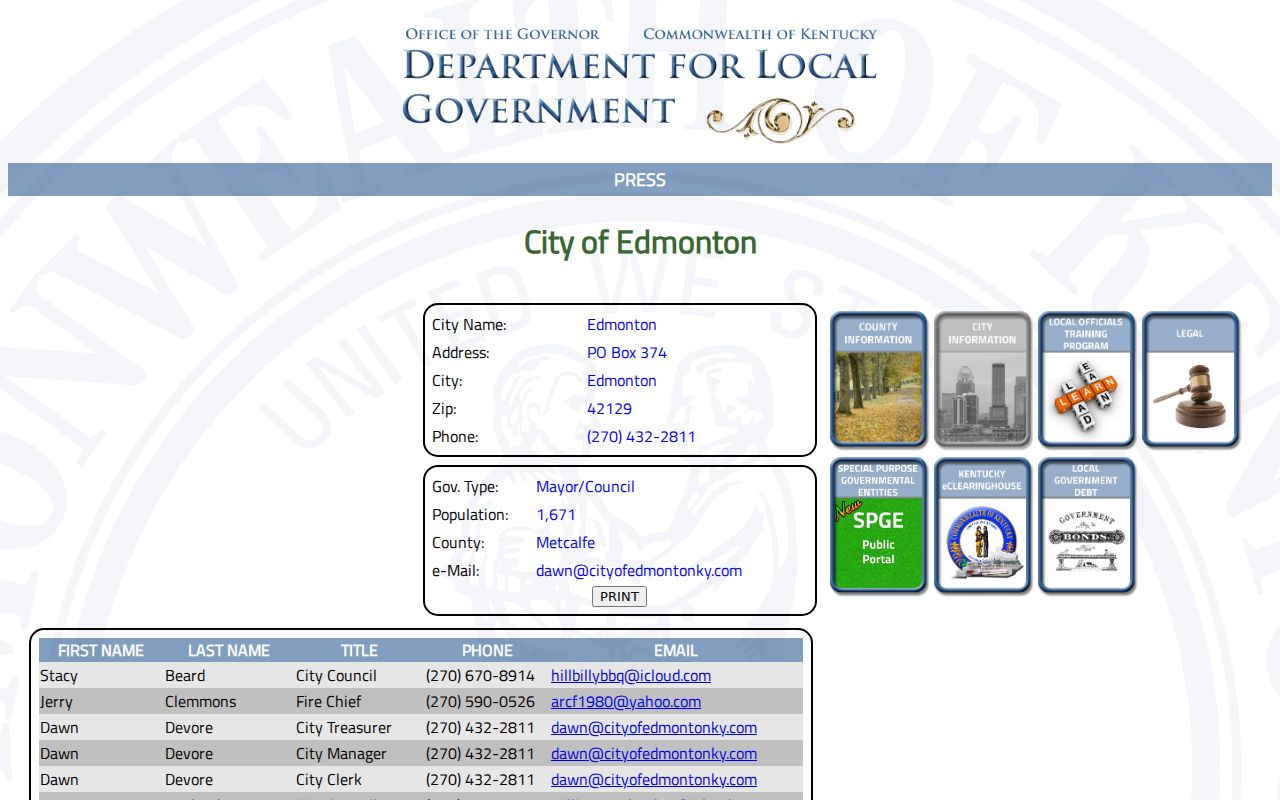 Official Edmonton city directory for police and criminal record contacts