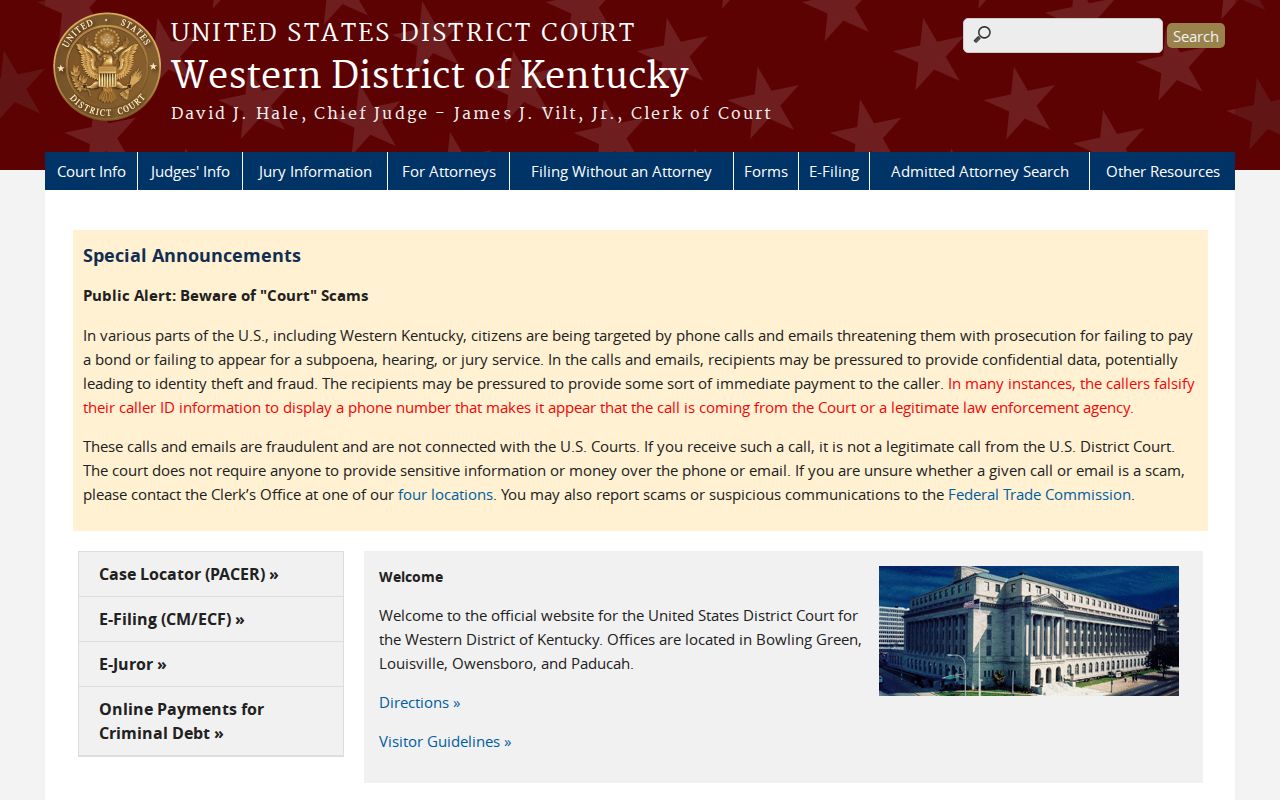 Western District of Kentucky source for federal Metcalfe County court cases